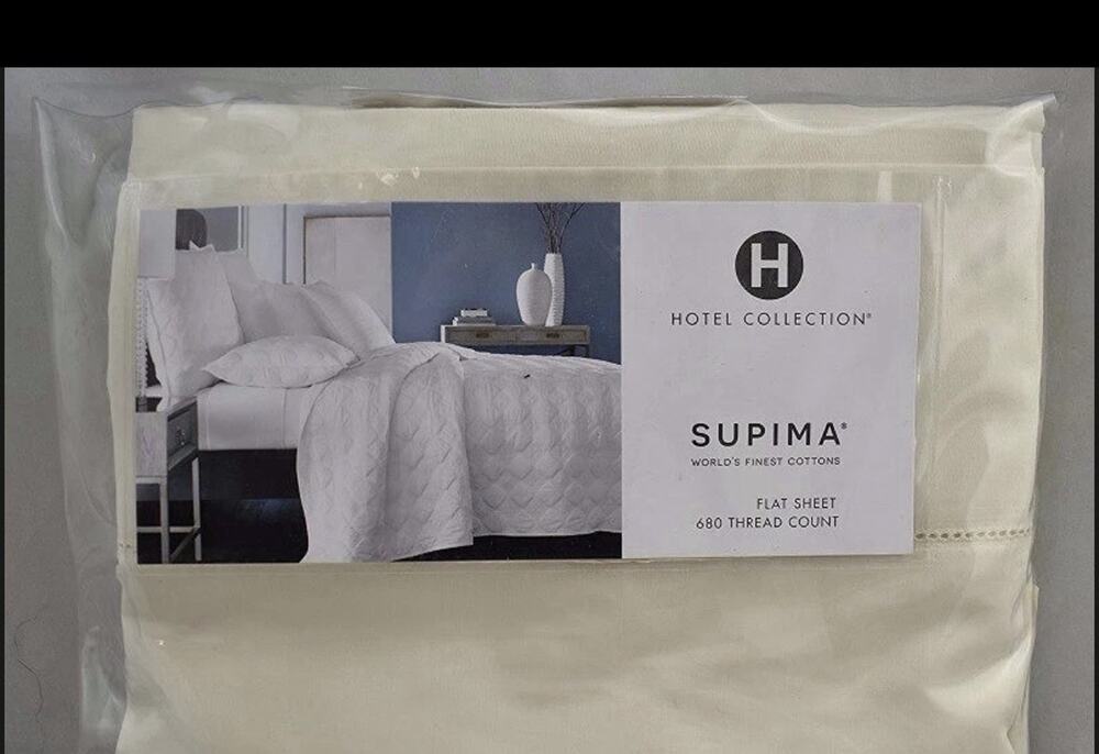 Hotel Collection 680 Thread Count Cotton KING EXTRA DEEP Flat Sheet Ivory